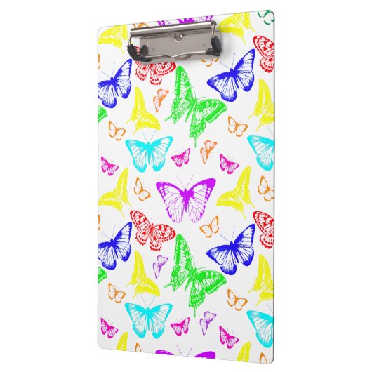 Rainbow Colored Butterflies Flying Klemmbrett (Links)