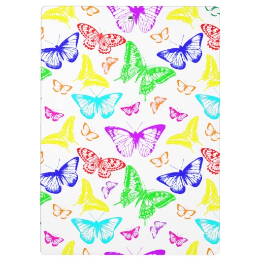 Rainbow Colored Butterflies Flying Klemmbrett (Rückseite)