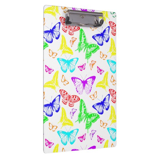Rainbow Colored Butterflies Flying Klemmbrett (Rechts)