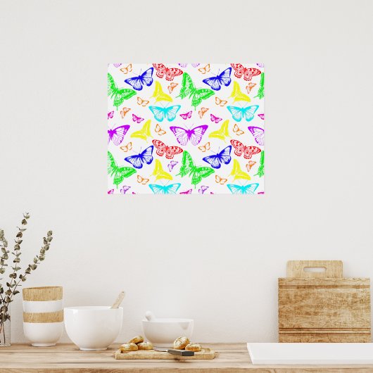 Rainbow Colored Butterflies Flying Poster (Küche)