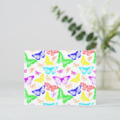 Rainbow Colored Butterflies Flying Postkarte (Stehend Vorderseite)