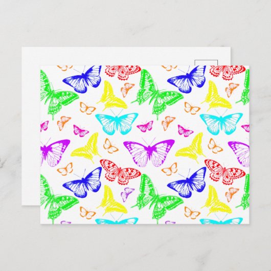 Rainbow Colored Butterflies Flying Postkarte (Vorne/Hinten)