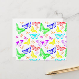 Rainbow Colored Butterflies Flying Postkarte
