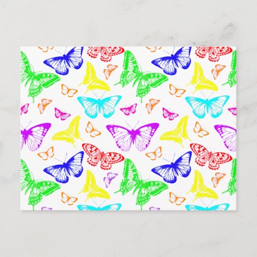 Rainbow Colored Butterflies Flying Postkarte (Vorderseite)