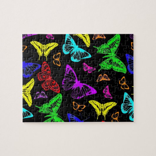 Rainbow Colored Butterflies Flying Puzzle (Horizontal)