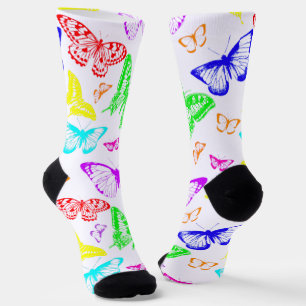 Rainbow Colored Butterflies Flying Socken