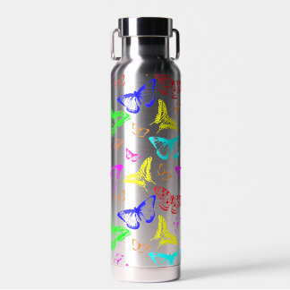 Rainbow Colored Butterflies Flying Trinkflasche