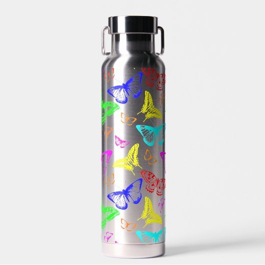Rainbow Colored Butterflies Flying Trinkflasche (Vorne)
