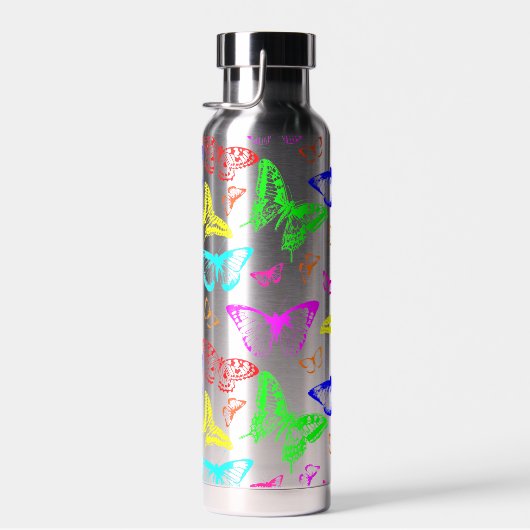 Rainbow Colored Butterflies Flying Trinkflasche (Rechts)