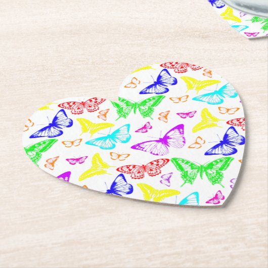 Rainbow Colored Butterflies Flying Untersetzer (angewinkelt)