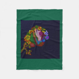 Rainbow Colored Floral Fleece Blanket