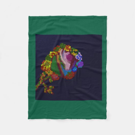 Rainbow Colored Floral Fleece Blanket (Vorderseite)