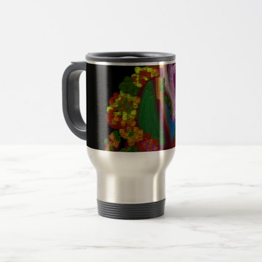 Rainbow Colored Floral Reisebecher (Vorderseite Links)