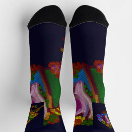 Rainbow Colored Floral Socken