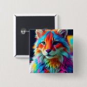 Rainbow Colored Furry Cat-68587 Button (Vorne & Hinten)