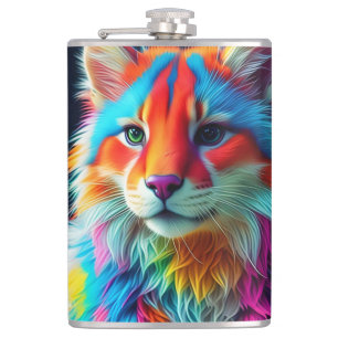 Rainbow Colored Furry Cat-68587 Flachmann