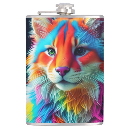 Rainbow Colored Furry Cat-68587 Flachmann (Vorderseite)