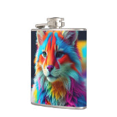 Rainbow Colored Furry Cat-68587 Flachmann (Links)