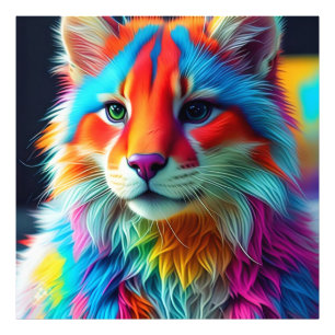 Rainbow Colored Furry Cat-68587 Fotodruck