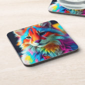 Rainbow Colored Furry Cat-68587 Getränkeuntersetzer (Linke Seite)