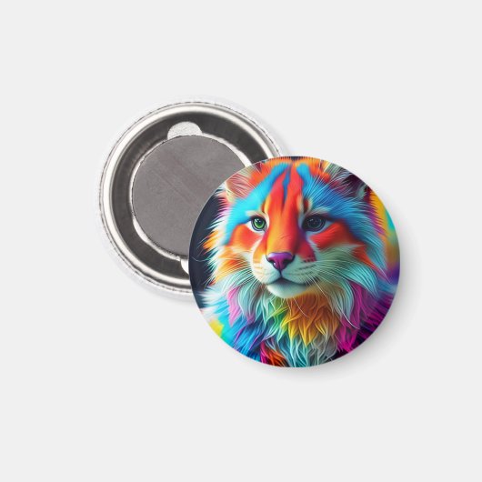 Rainbow Colored Furry Cat-68587 Magnet (Vorderseite/Rückseite)