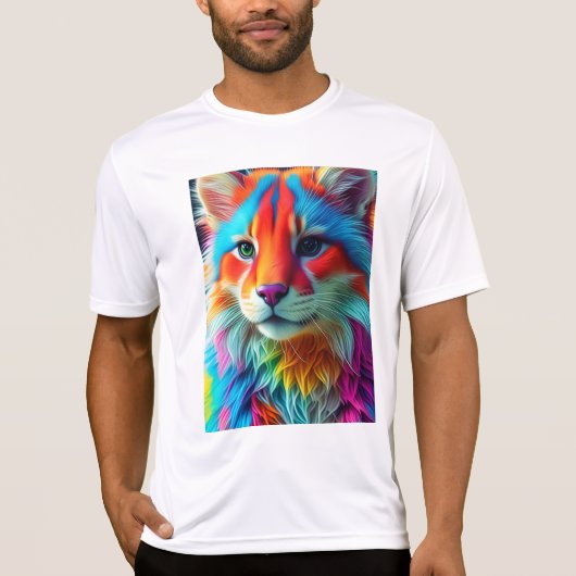 Rainbow Colored Furry Cat-68587 T-Shirt (Vorderseite)