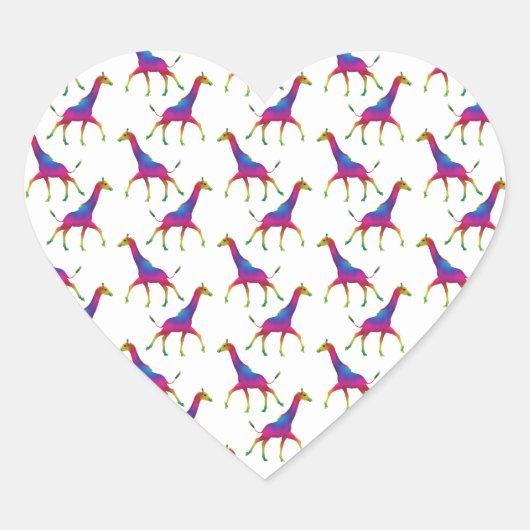 Rainbow Colored Giraffe Herz-Aufkleber (Vorderseite)