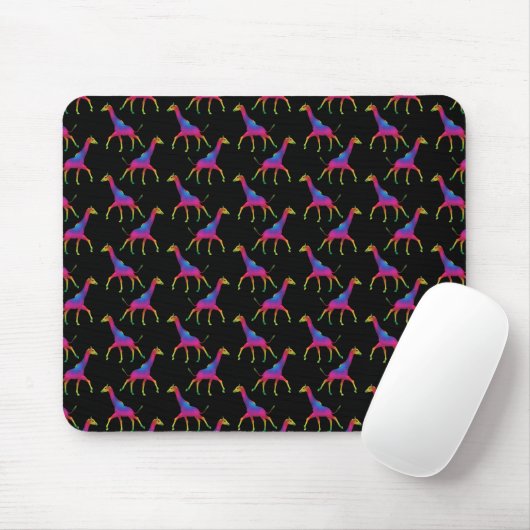 Rainbow Colored Giraffe Mousepad (Mit Mouse)