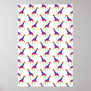 Rainbow Colored Giraffe Poster