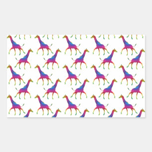 Rainbow Colored Giraffe Rechteckiger Aufkleber