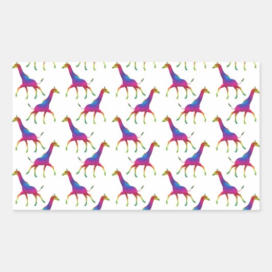 Rainbow Colored Giraffe Rechteckiger Aufkleber (Vorderseite)