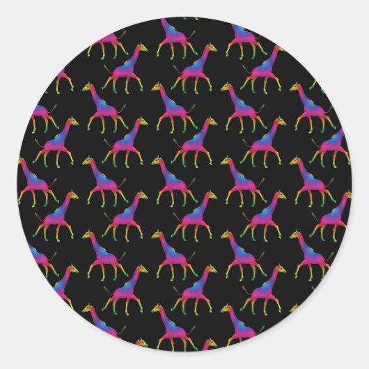 Rainbow Colored Giraffe Runder Aufkleber (Vorderseite)