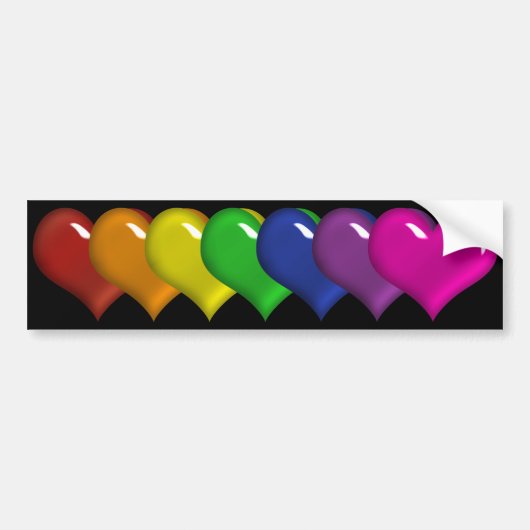 Rainbow Colored Hearts Autoaufkleber (Vorne)