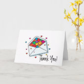 Rainbow Colored Hearts Envelope Danke Karte (Gelbe Blume)