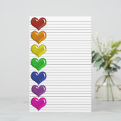 Rainbow-Colored-Hearts-Optionales Schreibpapier Briefpapier (Stehend Vorderseite)