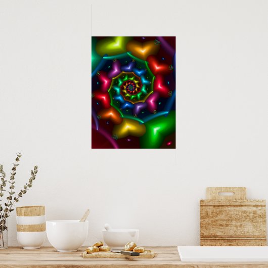 Rainbow Colored Hearts Spiral Poster (Küche)