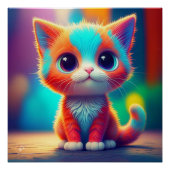 Rainbow Colored Kitten Cartoon Poster (Vorderseite)
