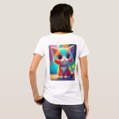 Rainbow Colored Kitten Cartoon T - Shirt (Schwarz voll)