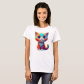 Rainbow Colored Kitten Cartoon T - Shirt (Vorne ganz)