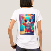 Rainbow Colored Kitten Cartoon T - Shirt (Rückseite)