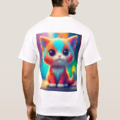Rainbow Colored Kitten Cartoon T-Shirt (Rückseite)