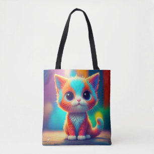 Rainbow Colored Kitten Cartoon Tasche