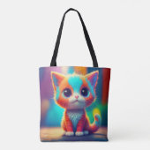 Rainbow Colored Kitten Cartoon Tasche (Rückseite)