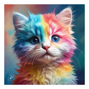 Rainbow Colored Kitten Potrait Fotodruck