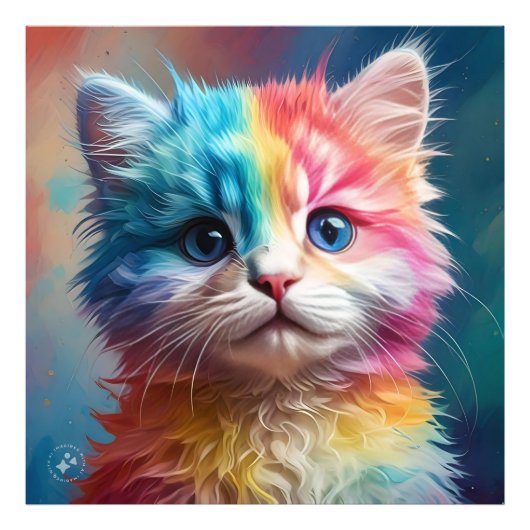 Rainbow Colored Kitten Potrait Fotodruck (Vorne)