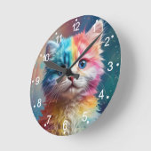 Rainbow Colored Kitten Potrait Runde Wanduhr (Winkel)