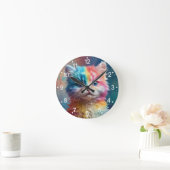 Rainbow Colored Kitten Potrait Runde Wanduhr (Zuhause)