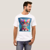 Rainbow Colored Kitten Wearing Glasses-47568 T-Shirt (Vorne ganz)