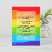 Rainbow Colored Leinwand Painting Birthday Party Einladung (Stehend Vorderseite)