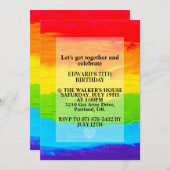 Rainbow Colored Leinwand Painting Birthday Party Einladung (Vorne/Hinten)
